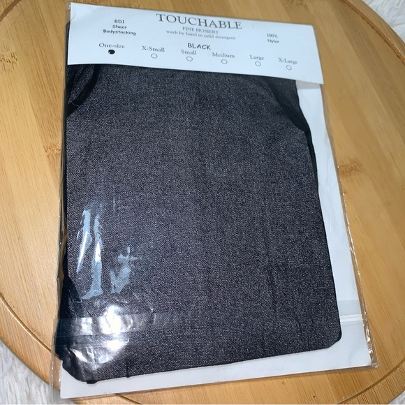 Touchable Fine Hosiery BD1 Sheer Body Stocking One Size Black Made In Europe - Picture 2 of 3